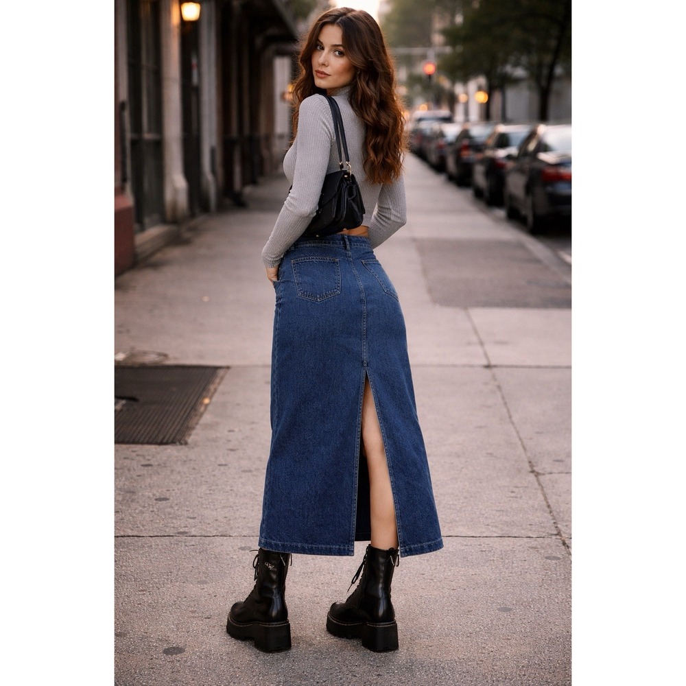 Lee Casuals Denim Midi Skirt Womens 12M Blue Y2K Indie Sleaze Bella Swan